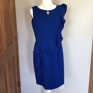 Blue Calvin Klein ruffle dress